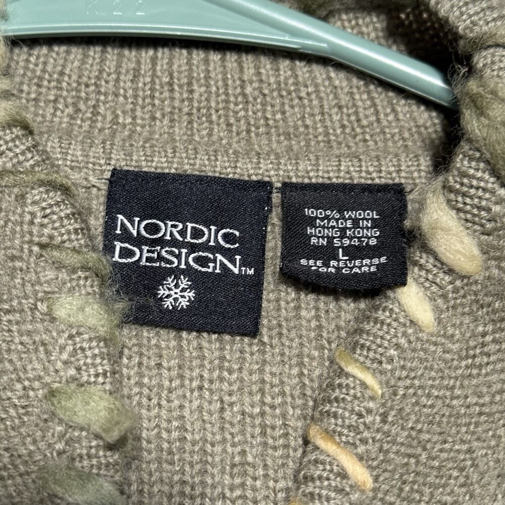 Vtg Nordic Design Womens Large Wool Knit Floral Leaves Button Cardigan Sweater - Picture 4 of 8